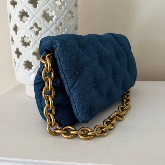 Zara Viral Puffy Denim Chain Bag - Picture 7 of 16